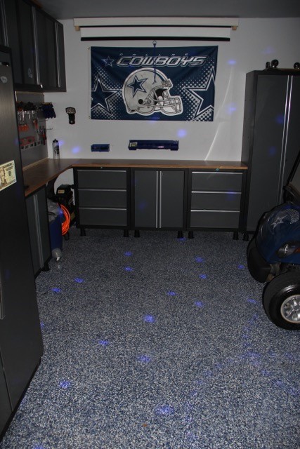 Completed AmazaCrete decorative flake garage floor