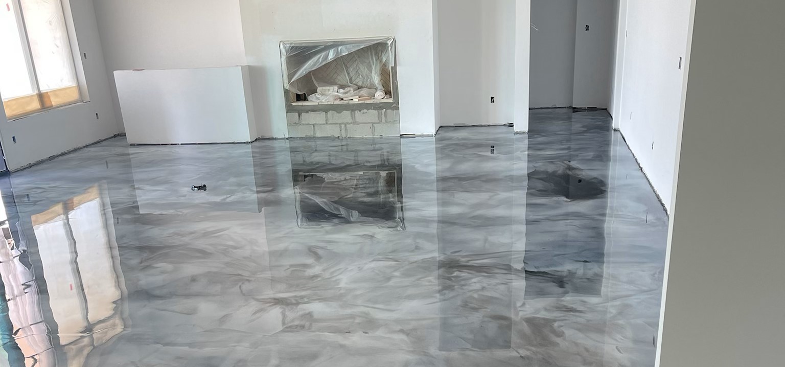 Actual AmazaCrete metallic epoxy floor