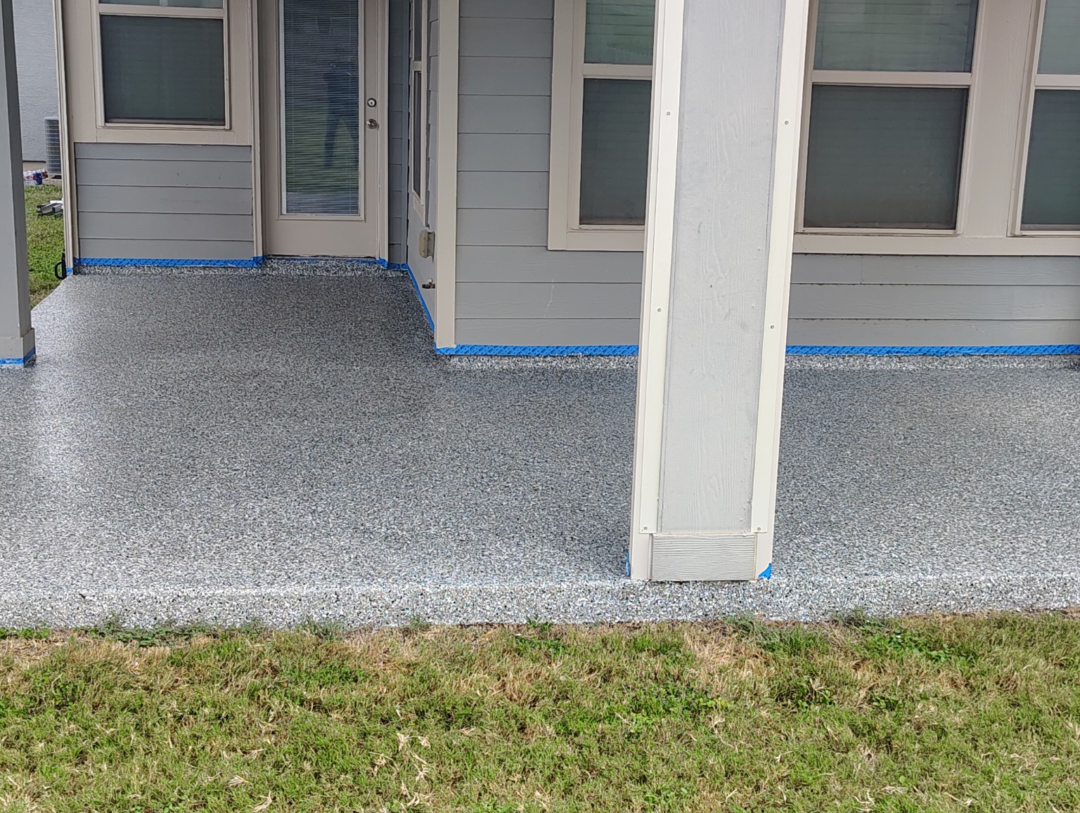 Actual AmazaCrete decorative polyaspartic flake patio project